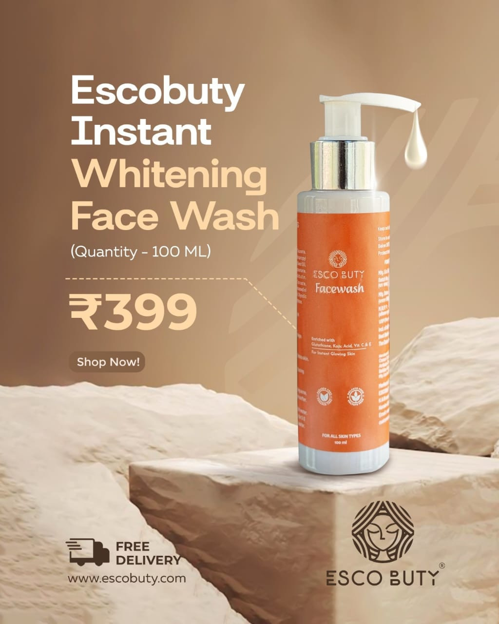 Escobuty instant whitening face wash