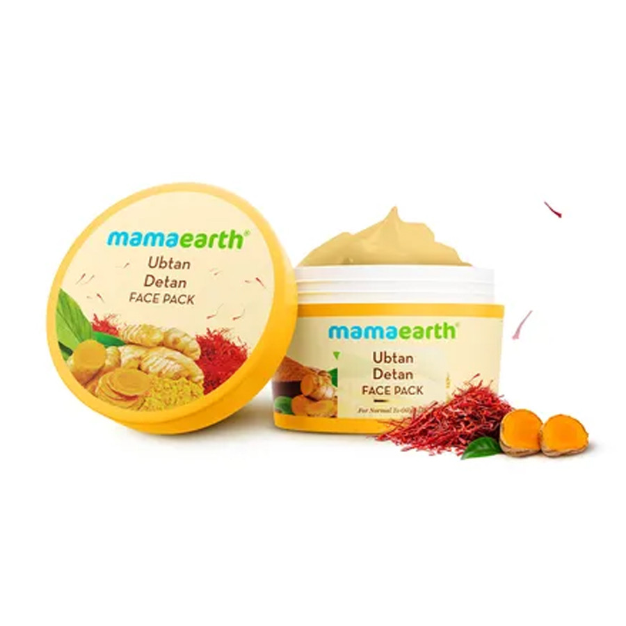 Mamaearth Ubtan Detan Face Pack with Turmeric & Saffron for Normal to Oily Skin 200 g
