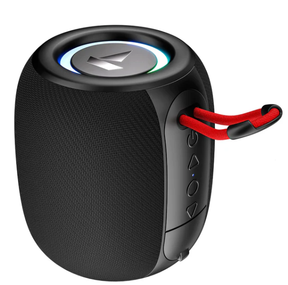 boAt Stone 208 Bluetooth Speaker with 5 W Signature Sound, 8 hours of Playback, 52 mm Drivers, Built in mic, RGB lights (Raging Black)