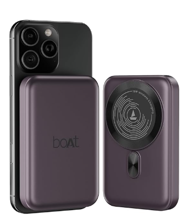 boAt New Launch EnergyShroom PB331 (Magsafe) 10000mAh Magnetic Wireless Powerbank, 15W Wireless & 22.5W Wired Charging for (iPhone 16,15,14,13 & 12, Android & Other Qi Enabled Devices) (Purple)