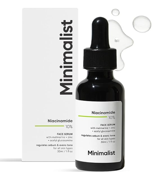 Minimalist Oil Control & Anti-Acne 10% Niacinamide Face Serum with Zinc | Skin Clarifying,Blemishes & Pore Care for All Skin Types | 30ml (Pack of 1)