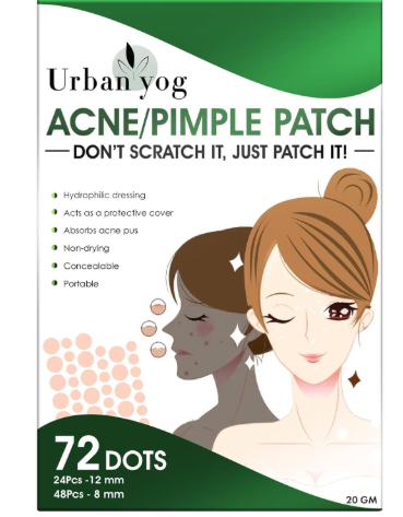 Urban Yog Acne Pimple Patch, Hypoallergenic - Invisible Facial Stickers Cover With 100% Hydrocolloid, Pimple Patches For Face (72 Dots) - Pack Of 1