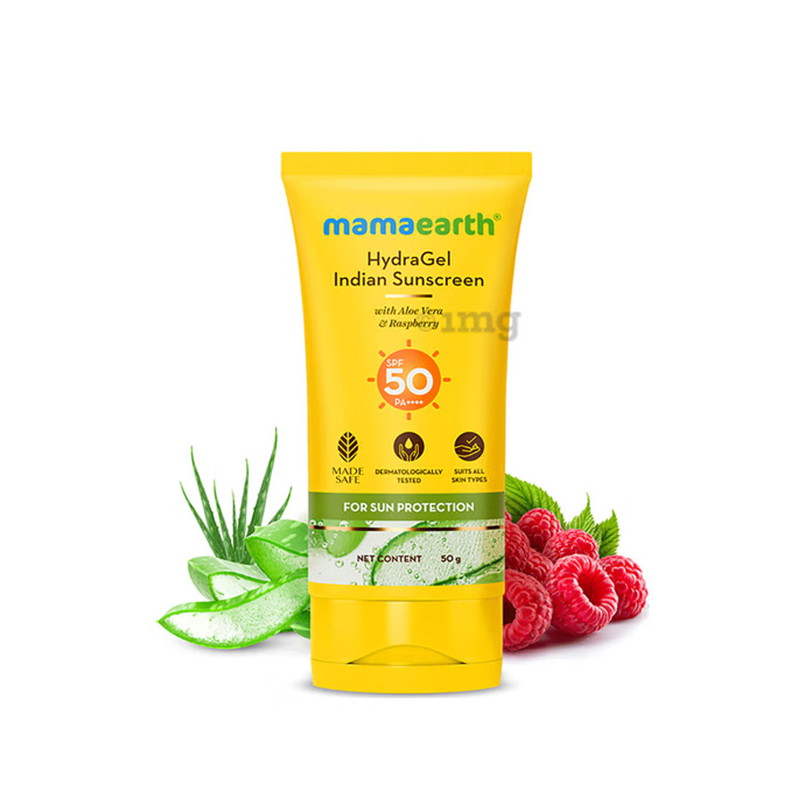 Mamaearth HydraGel Indian Sunscreen with Aloe Vera and Raspberry for Sun Protection