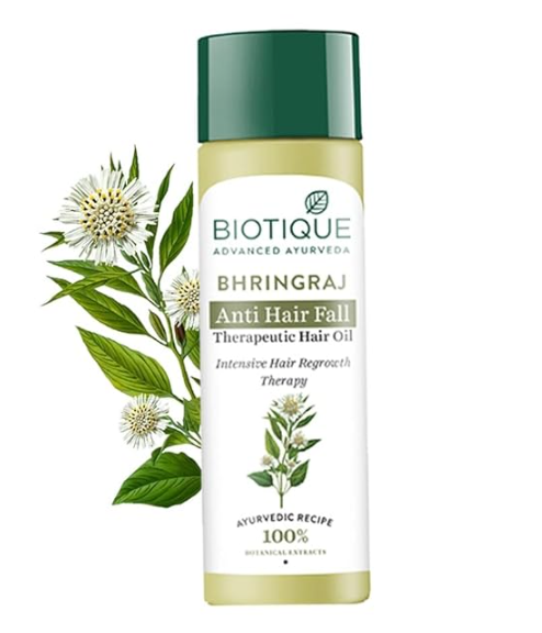 Biotique Bio Bhringraj Therapeutic Hair Oil for Falling Hair | Intensive Hair Regrowth Treatment | Nourishing Hair Follicles| Strong and Shiny Hair| For All Skin Types| 200m