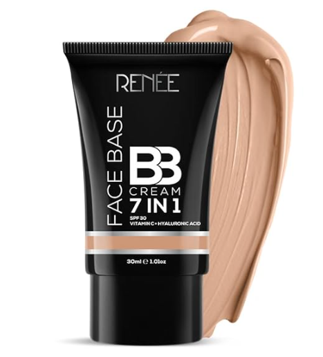 RENEE Face Base BB Cream 7 in 1 with SPF 30 PA+++Cinnamon 30ml| Enriched with Hyaluronic Acid & Vitamin C