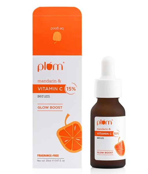 Plum 15% Vitamin C Serum for Glowing Skin | for Oily, Dry & Combination Skin | Reduce Pigmentation & Dark Spot |with Mandarin | Non-Irritating, Hydrating & Soothing | Face Serum for Men & Women | 20ml