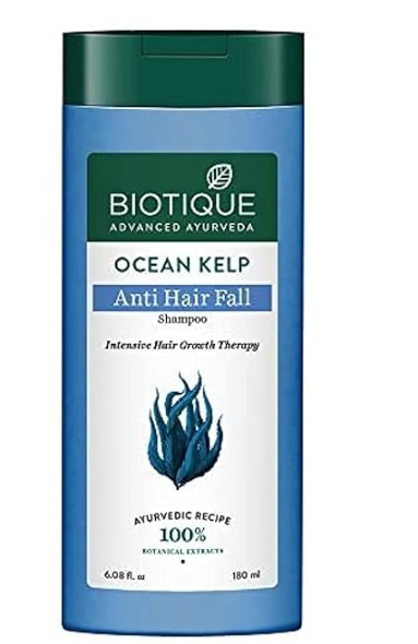 Biotique Ocean Kelp Anti Hairfall Shampoo | Intensive Hair Growth Therapy| Anti Hairfall Shampoo that Maintains Shine |100% Botanical Extracts | Suitable for All Hair Types |180ml