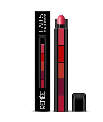 RENEE Fab 5 5-in-1 Lipstick 7.5gm| Five Shades In One| Long Lasting, Matte Finish| Non Drying Formula with Intense Color Payoff| Compact & Easy to Use